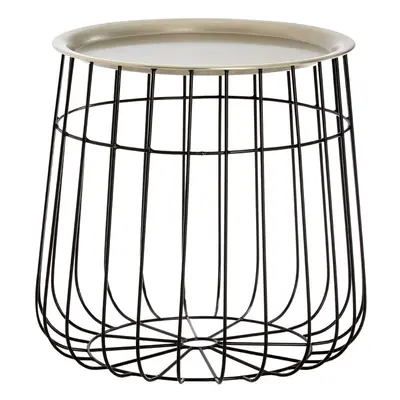 Premier Housewares Templar Silver / Black Wire Detail Side Table