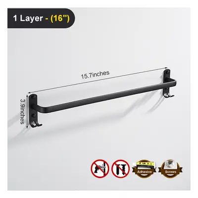 (1, 16Inches) Towel Hanger Wall Mounted CM Towel Rack Bathroom Aluminum Black Towel Bar