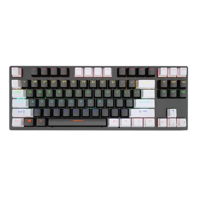 (White & Black, Red Switch) Mechanical Keyboard Keys Suspended Translucent Keycaps Blue/Red Swit