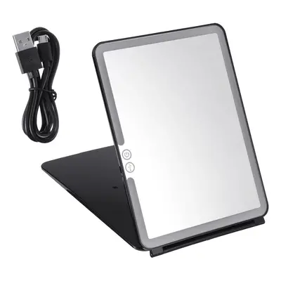 (Black) Frame Light Makeup Mirror White LED Daylight Adjustable Light Detachable Base