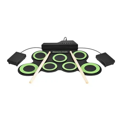 Portable Electronic Digital Drum Kit Usb Pads Roll Up Silicone Set