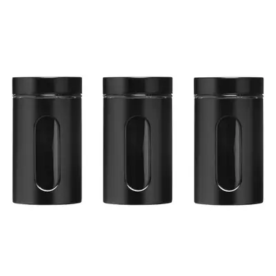 Black Enamel On Steel Storage Jars - Set Of