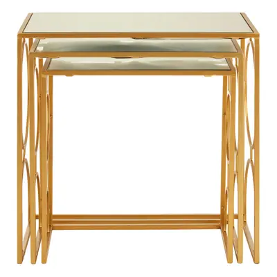 Premier Housewares Set Of Nest Of Tables For Living Room Bright Golden Metal Table For Coffee Mi