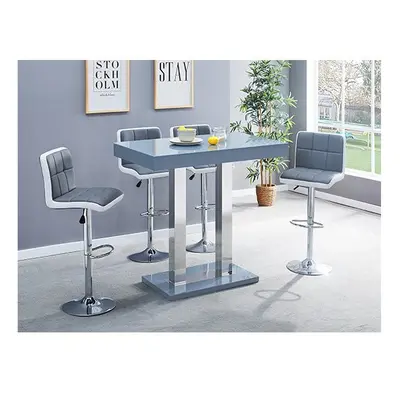 Caprice Grey High Gloss Bar Table Copez Grey White Stools