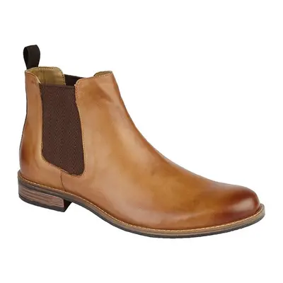 (8 UK, Tan) Roamers Mens Leather Gusset Boots