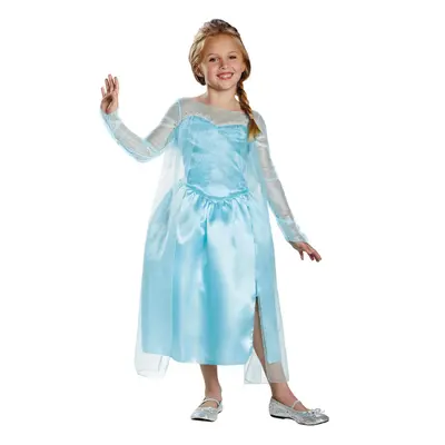 (5-6 Years, Sky Blue) Frozen Girls Classic Elsa Costume