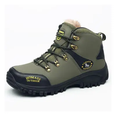 (army green, 46) Men&apos;s Hiking Boots Warm Waterproof Boots Outdoor Sports Shoes Winter Snow 