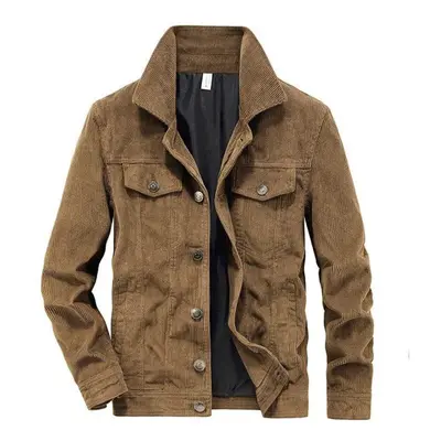 (khaki, XXXL) Men&apos;s Streetwear Motorcycle Corduroy Coats Bomber Jackets Men&apos;s Windbrea