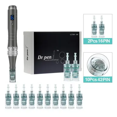 (M8W+10PCS 42PIN) Dr.pen M8w Rechargeable Microneedle Pen Mesotherapy Skin Care Kit With 12pcs C