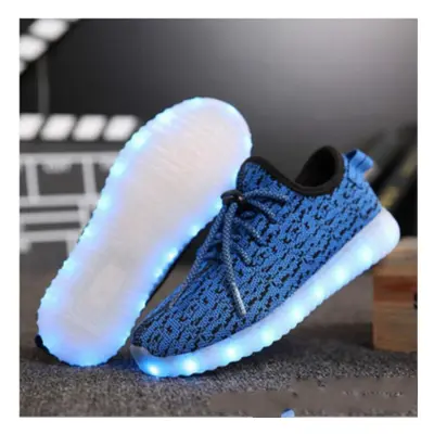 (blue, 46) Led Fiber Optic Shoes For Men Women Usb Recharge Glowing Sneakers Man Light Up Shoes 