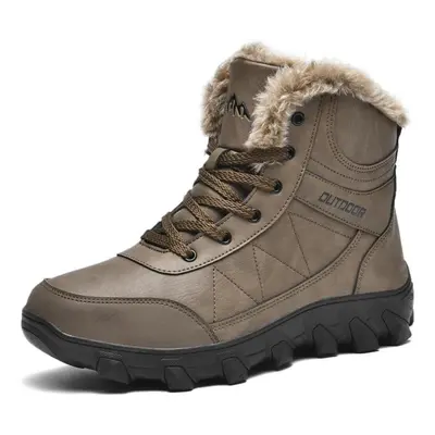 (brown, 42) Plus Size Waterproof Outdoor Winter Men Boots Russian Style Ankle Boots For Men Snow