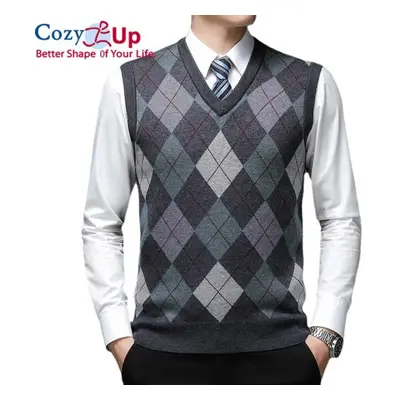 (dark gray, XL) Cozy Up Pullover Diamond Sweater V Neck Knit Vest Men Wool Sleeveless Casual Men