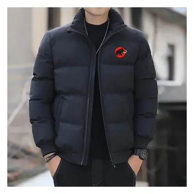 (black,red, L) Men&apos;s Standing Collar Jacket, Cotton Coat, Casual Streetwear, Korean Fashion