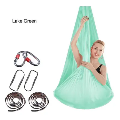 (lake green) 4x2.8m Elastic Aerial Yoga Hammock Aerial Silk Yoga Swing Antigravity Yoga Belt Hom