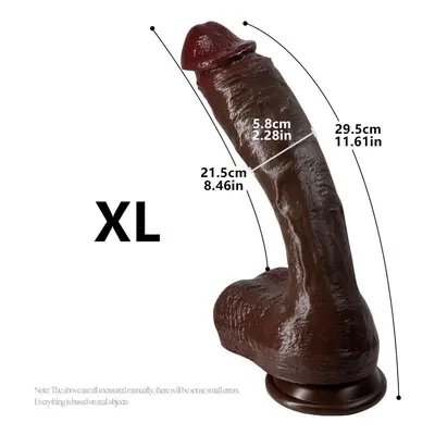 (XL) Super Size Black Skin Tyrannosaurus Artificial Phallus Female Dildo Liquid Silicone Penis F