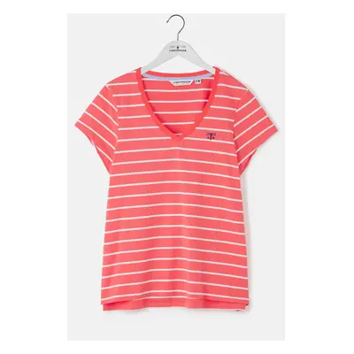 (UK 16, Deep Coral Stripe) Ariana Womens T-Shirt