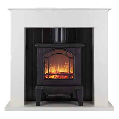 Warmlite WL45037W Ealing 1.8KW Compact Stove Fire Suite, White