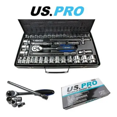 US PRO Tools Piece 1/2" Dr Socket Set Metric / AF