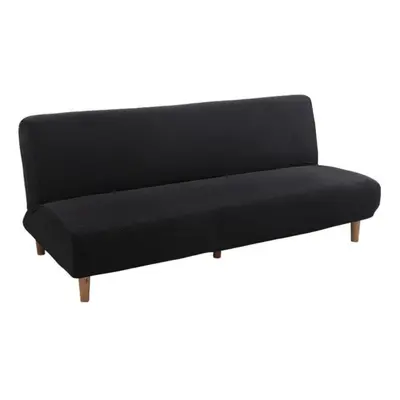 (black, D 190-210cm) Folding Sofa Bed Cover Elastic Armless Futon Sofa Cover Solid Color All -in