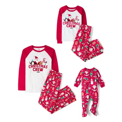 The Children's Place Baby Kids Piece Family Matching Holiday Pajama Sets Fleece Red Xmas Crew '2