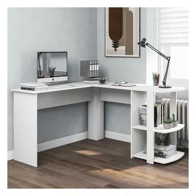 (White) Corner Desk Office Desk for Home L-Shaped Gaming Desk