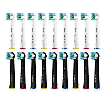 18pcs Precision Brush Heads Compatible with Oral b Electric Toothbrushes, 9er White and 8er Blac