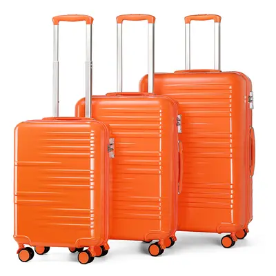 (Orange ) British Traveller-3Pcs ABS Hard Shell Suitcase Set