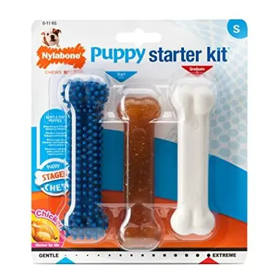 Nylabone Puppy Starter Kit, Pack of Dental Dog Chew Bones, Teething, Gentle, Graduate, Small, fo