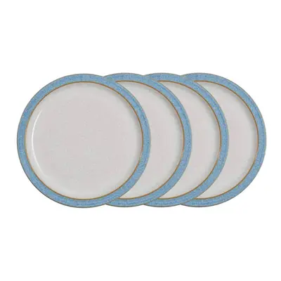 - Elements Medium Blue Plates Set of - Dishwasher Microwave Safe Crockery 22cm - Blue, White Cer