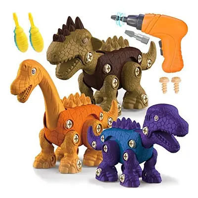 Take Apart Dinosaur Toys for Kids, Packs Take Apart Toys with Electric Drill, STEM Toys Building