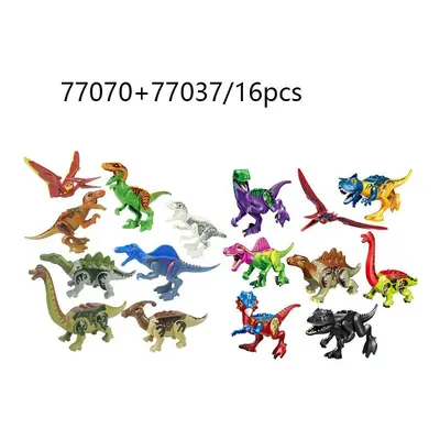 (Set3-16pcs) 8Pcs Jurassic World Park Dinosaur Building Blocks Figure Kid Toys Gift Set