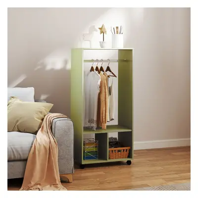 HOMCOM Open Wardrobe Clothes Rail Bedroom Clothes Storage Rod Shelves Green