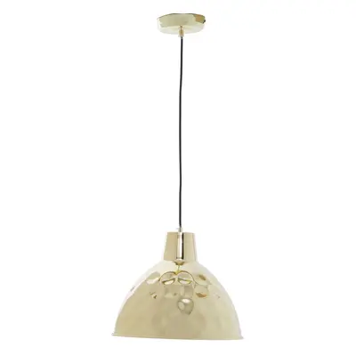 Premier Housewares Ceiling Lights White Finish White Round Hammered Pattern Shape Pendant Light 