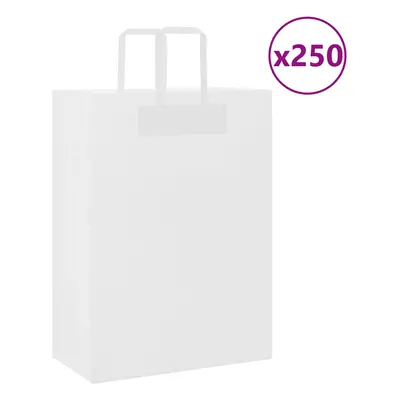 (white, x x cm/ pcs) vidaXL Paper Bags pcs with Handles White 21x11x28 cm Paper Grocery Bag