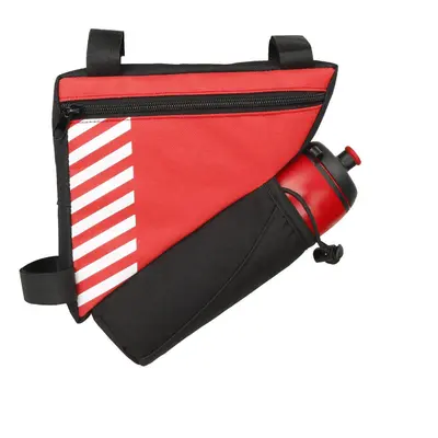 (Red) Bicycle Front Frame Triangle Bag Water Bottle Holder Waterproof Bike Bag Storage Basket