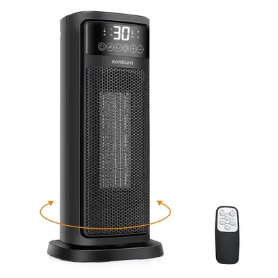 (Black-nfj2003e) Space Heater, Fast Heat Fan Heater with Remote Control, Watt High Efficiency Ce