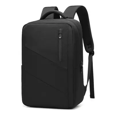 (black regular) Business Backpack Laptop Bag with USB Charging Schoolbag Shoulders Travel Storag