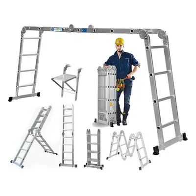 4.7M Multi-Purpose Ladder Scaffold Ladder 15.5Ft Combination Ladder Folding Trestle with Tool Tr