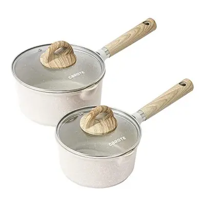 CAROTE Saucepan Set 16cm/18cm, Non Stick Induction Saucepan Set with Lid, Milk Pan for All Hobs,