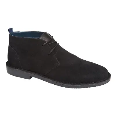 (9 UK) Roamers Eyelet Mens Desert Real Suede Boot Black