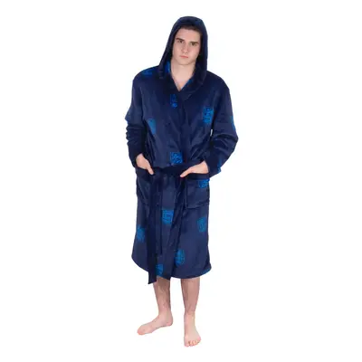 (Navy Blue, Medium) England Mens Dressing Gown Robe Hooded Fleece OFFICIAL Football Gift