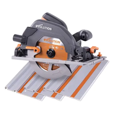 Evolution Power Tools R185CCSX Multi-Material Circular Saw and Track (Combination Pack), W, V, m