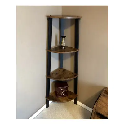 Corner Shelving Unit Small Vintage Industrial Bookcase Tall Rustic Storage Cabinet