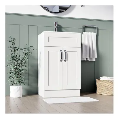 (White, Crawle) BELOFAY Floor Standing Bathroom Vanity Unit With Basin - Laquered Cloakroom Vani