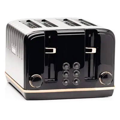 (Black) Slice Toaster - Dual Browning Control, Retro Design, Wide Slot Toaster - Stainless Steel