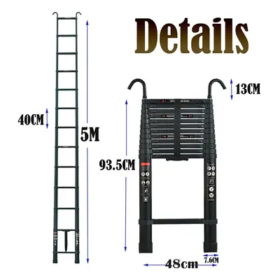 (5M Ladder with hook) Latest Design DIY Multi-Purpose Telescopic Ladder Extension