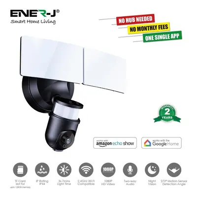 Ener-J Smart WiFi LED Floodlight Security Camera System with Floodlight - Black