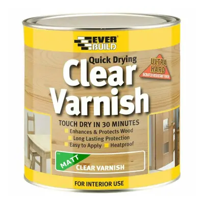 Everbuild Quick Drying Wood Varnish, Clear, Matt, 2.5L