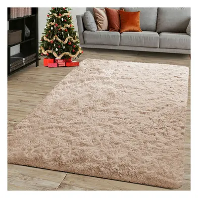 (Beige, X cm) Fluffy Rugs Anti-Slip Large Shaggy Rug Super Soft Mat Living Room Bedroom Carpet