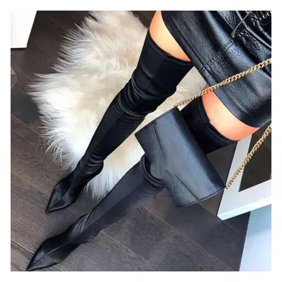 (black, 37) Fashion Autumn Winter Women Long Boots Pointed Toe Over The Knee Boots Casual Sexy L